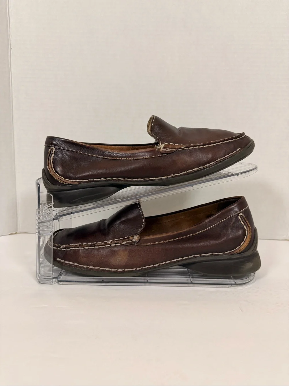Anne Klein Dark Brown Leather Slip-On Loafers